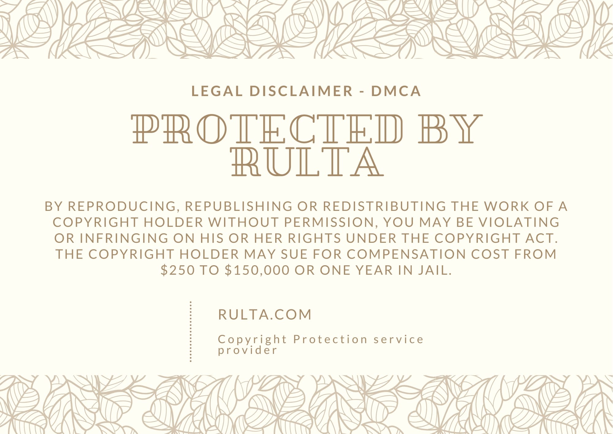 DMCA Protected by Rulta - Style 1